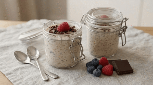 Porridge overnight con yogurt greco e semi di chia