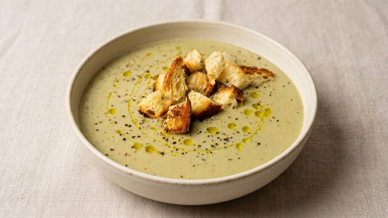 Vellutata di fave fresche con tofu e menta