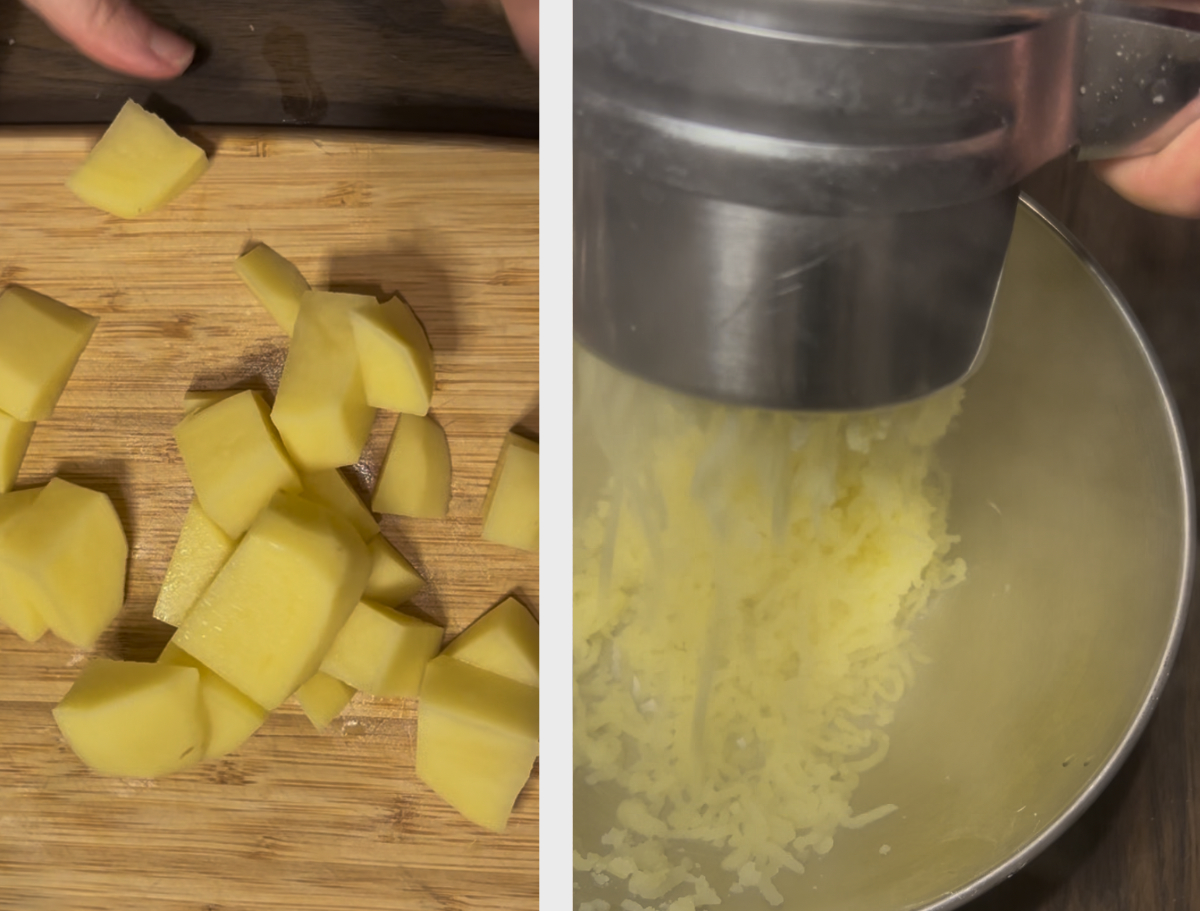 Taglia, cuori e schiaccia le patate