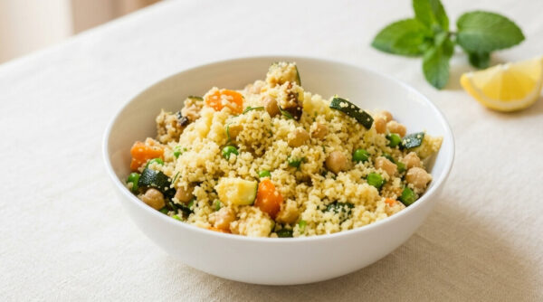 Cous cous con ceci e verdure profumato alla menta e limone