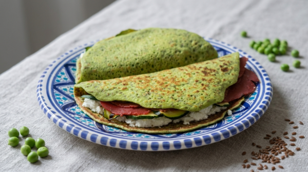 Crepe con farina di piselli vegane proteiche