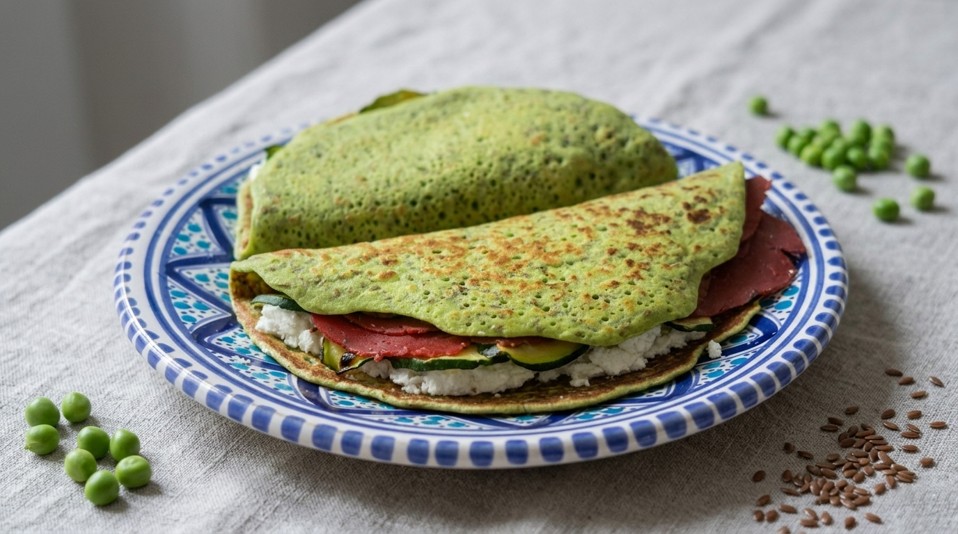 Crepe con farina di piselli vegane proteiche