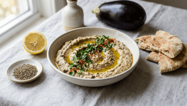baba ganoush vegano cremoso con tahina e limone