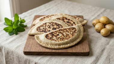 cascioni vegani appena cotti sul testo con quattro ripieni diversi