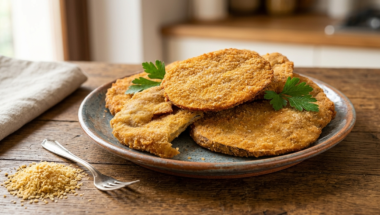 cotolette di melanzane vegane croccanti su piatto