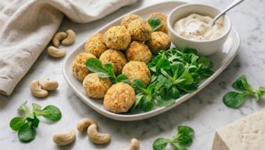 polpette vegane di tofu in friggitrice ad aria pronte