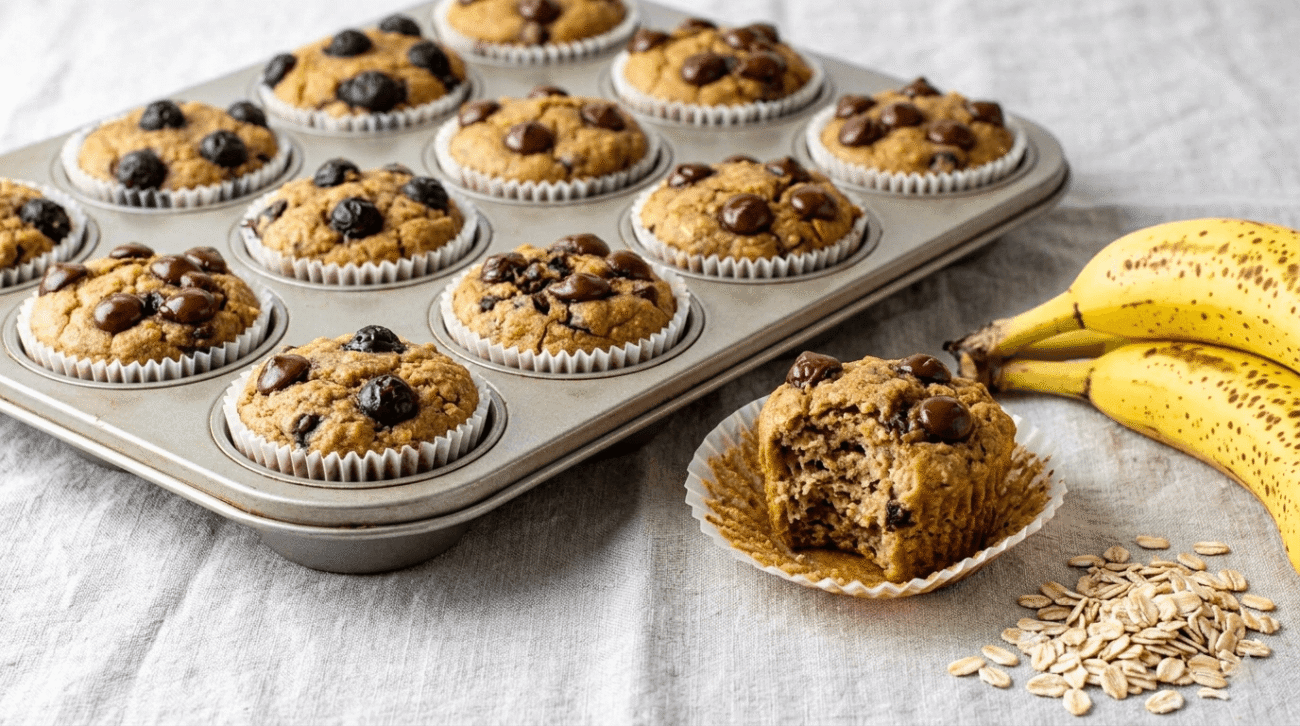 Muffin vegani banana avena: solo 3 ingredienti!