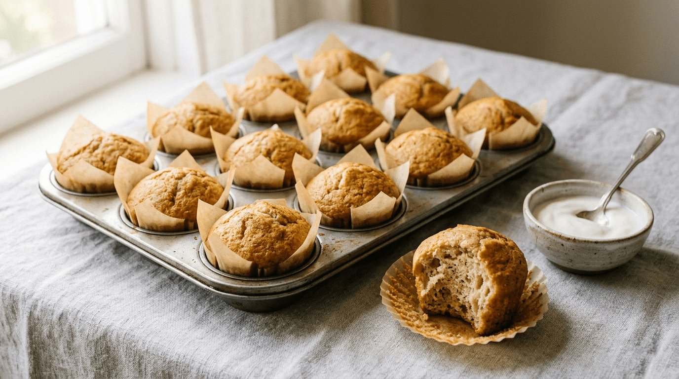 muffin vegani senza uova morbidi appena sfornati