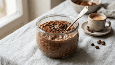 : porridge overnight cappuccino vegano in barattolo