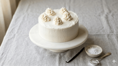 torta alla vaniglia vegana alta e soffice, perfetta da compleanno
