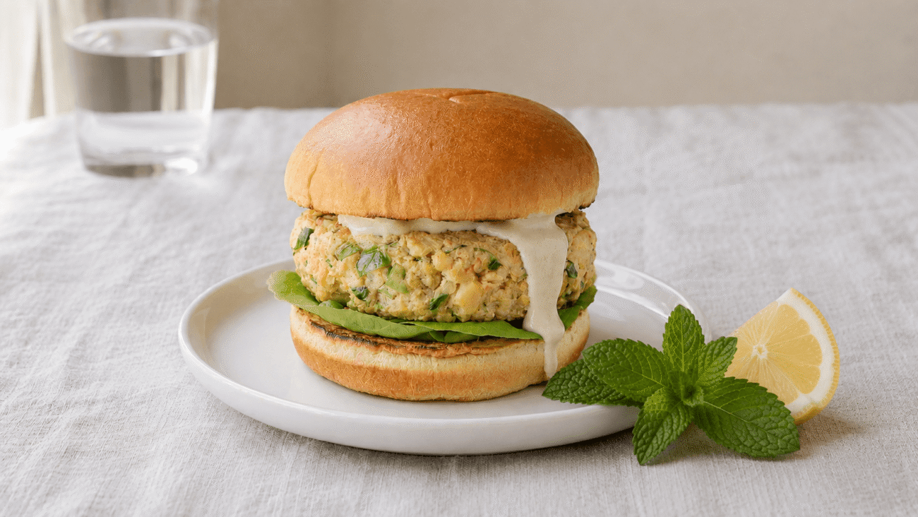 Burger vegani di ceci e zucchine in padella