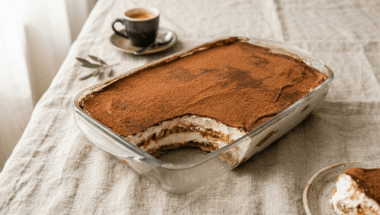 Tiramisù vegano con yogurt di soia e panna