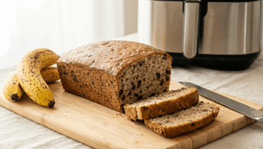 plumcake vegano alla banana con acquafaba appena sfornato