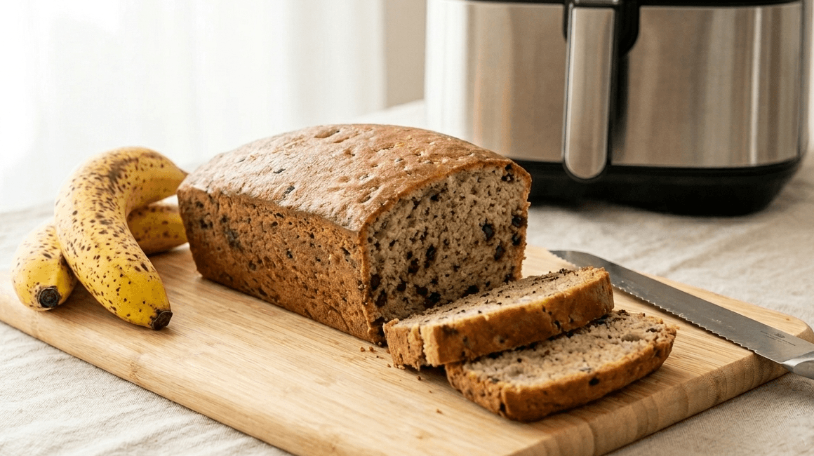 plumcake vegano alla banana con acquafaba appena sfornato