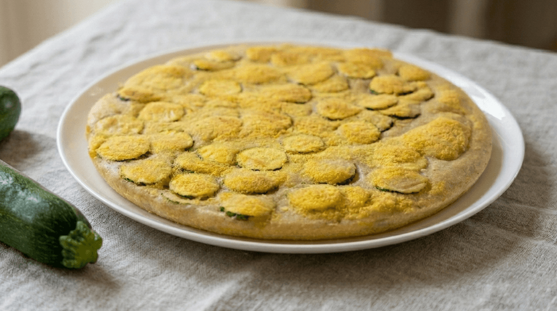 schiacciata di zucchine croccante al forno su piatto