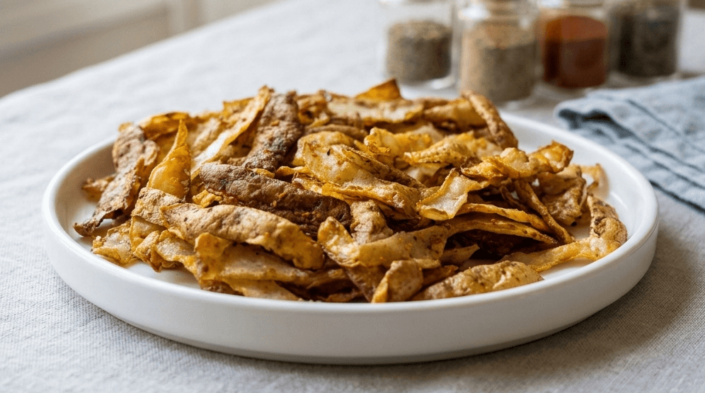 bucce di patate croccanti friggitrice ad aria appena pronte