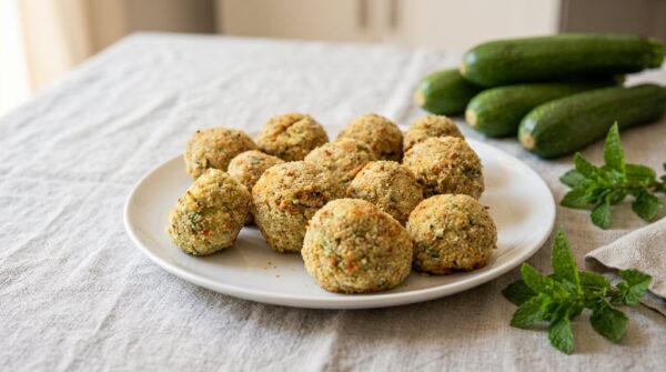 Polpette di zucchine in friggitrice ad aria vegane